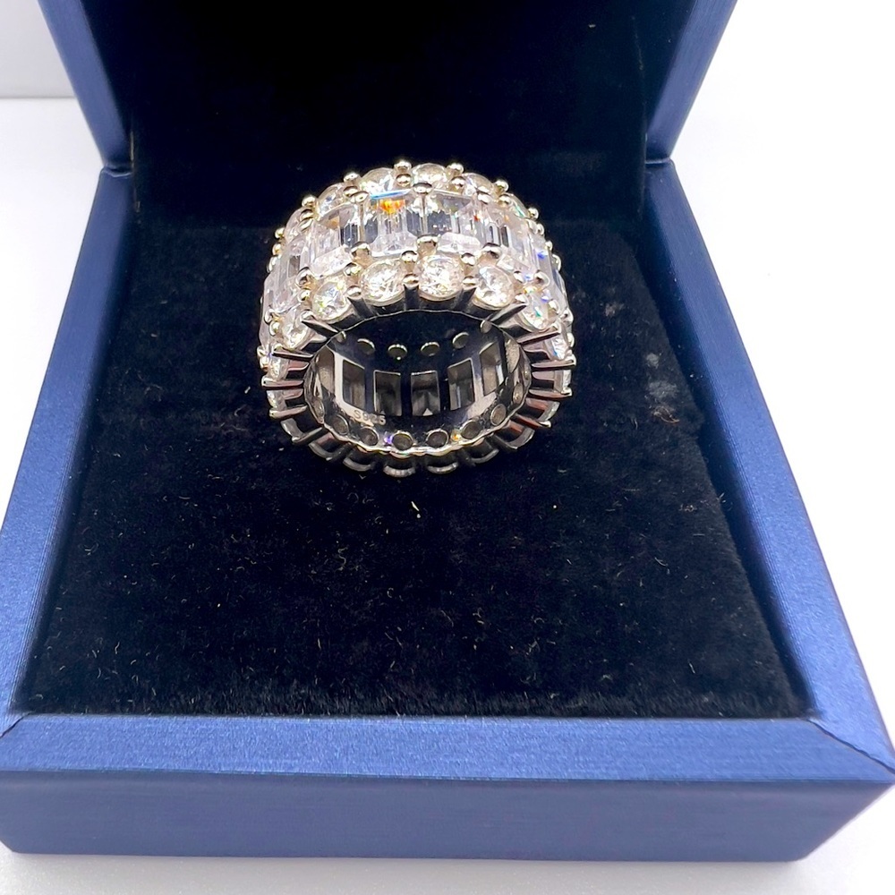 Women’s Ring Triple Row Italo Sterling Silver Created EternityBand Size 6 925